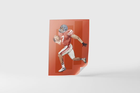 Print Sports Football Player Orange Illustration 50x70cm
