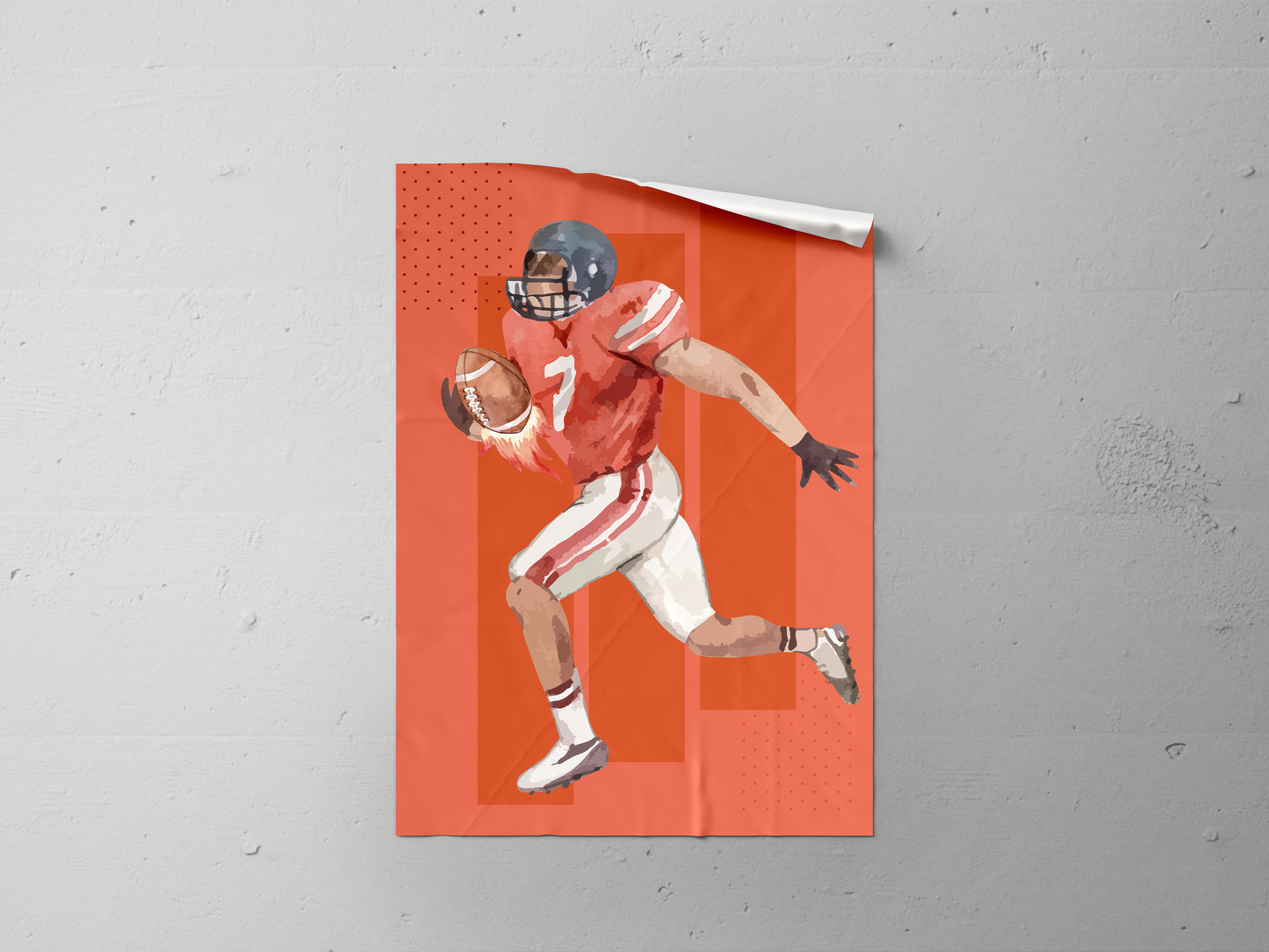 Print Sports Football Player Orange Illustration 50x70cm
