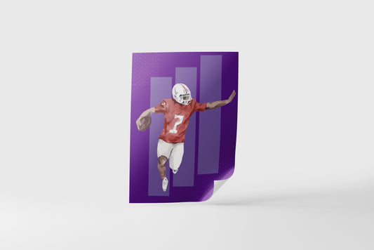 Print Sports Football Player Purple Illustration 50x70cm