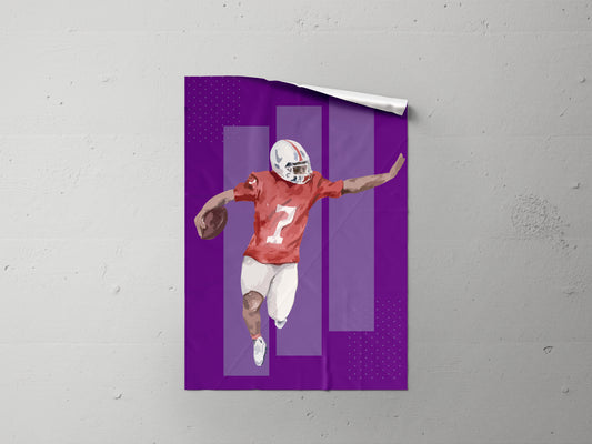 Print Sports Football Player Purple Illustration 50x70cm