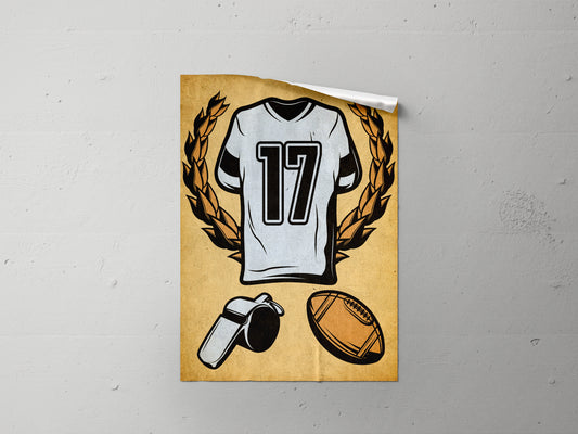 Print Sports Football Shirt Illustration 21.5x28cm