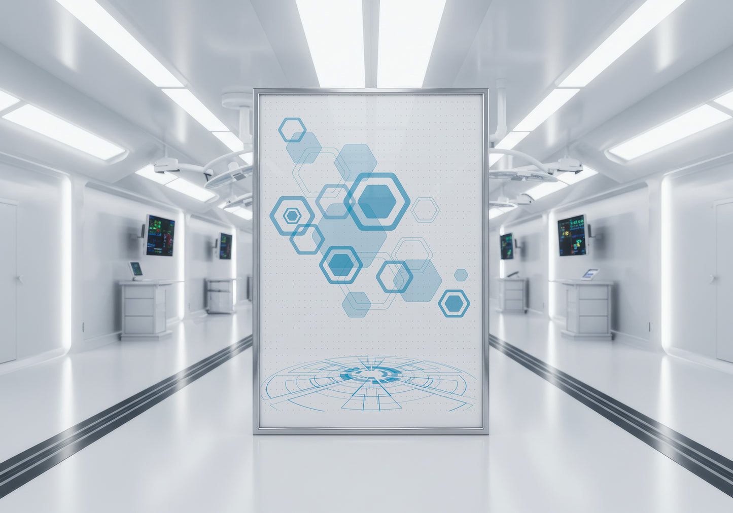 Print Technology Hexagons White 60x90cm