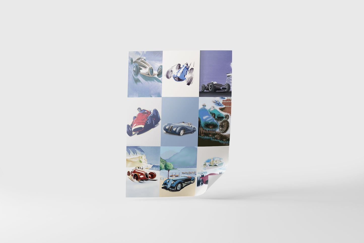 Print Racing Car Vintage Illustration 60x90cm