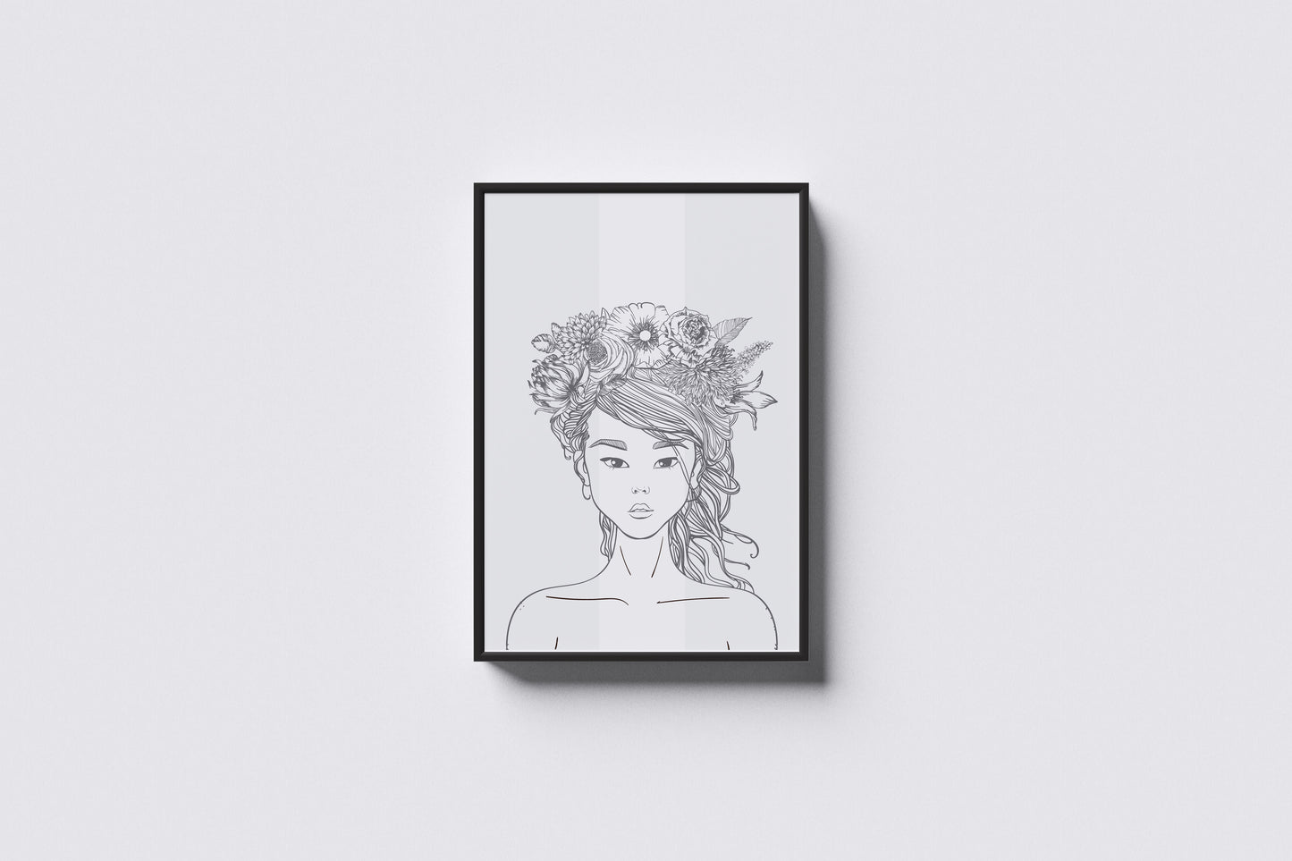 Print Woman Flowers Illustration 40x60cm