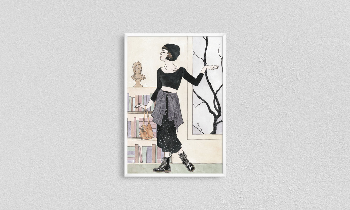 Print Woman Grunge Illustration 60x90cm