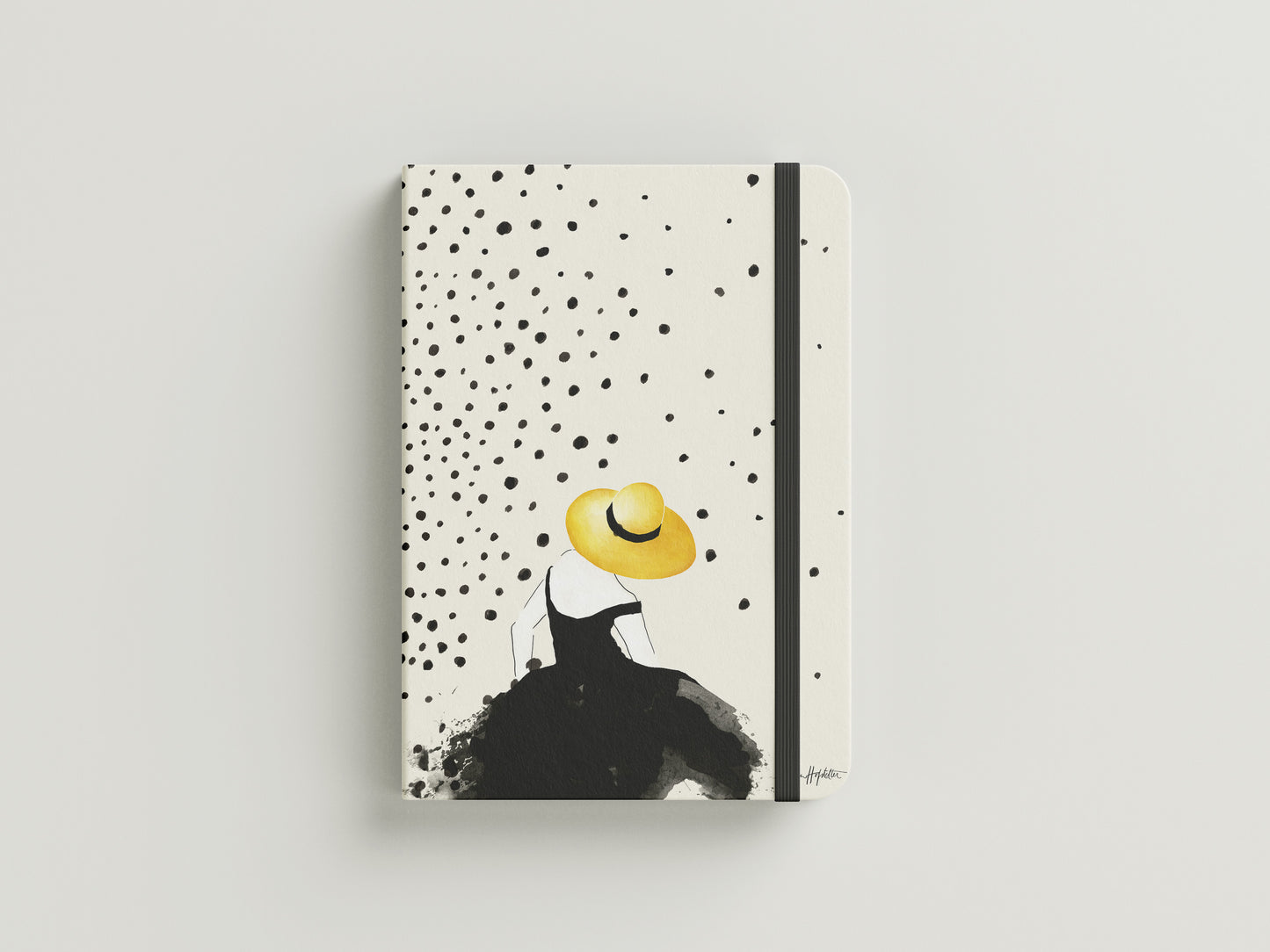 Print Woman In The Rain Polka Dots Watercolor Fashion Illustration 30x40cm