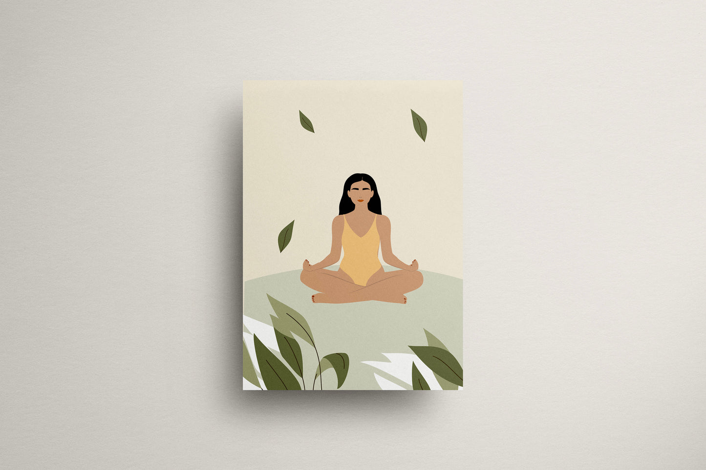 Print Woman Meditating Cartoon Illustration 28x43cm
