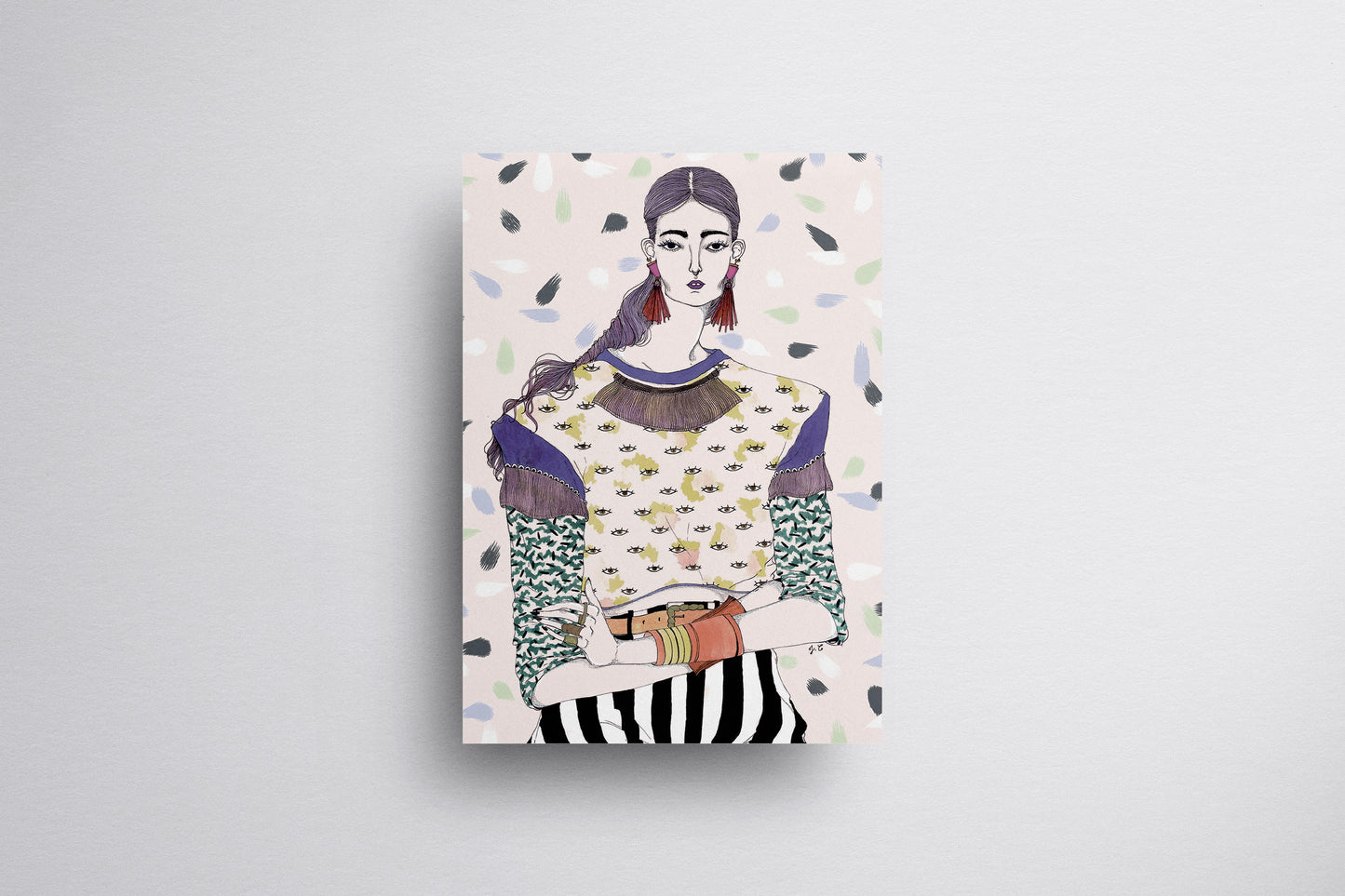 Print Woman Patterns Illustration Retro 60x90cm