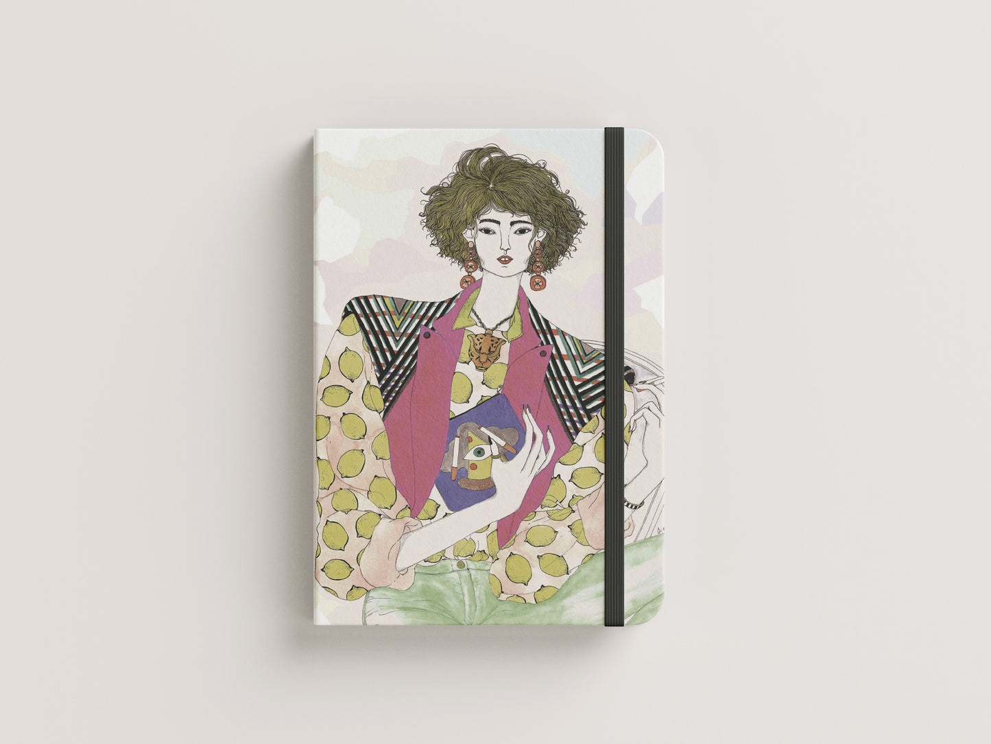 Print Woman Smoking Illustration Retro 60x90cm