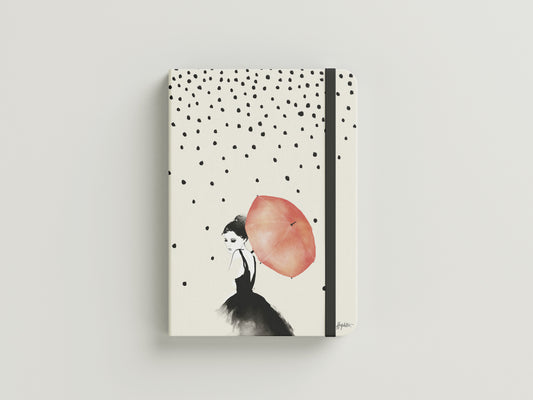 Print Woman With Umbrella Polka Dots Watercolor Fashion Illustration 30x40cm