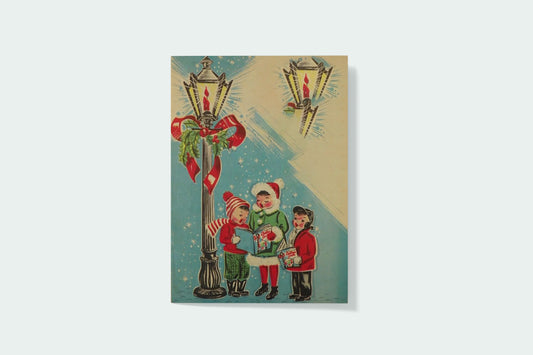 Print Xmas Children Singing Christmas Carols Vintage Illustration 6x9cm