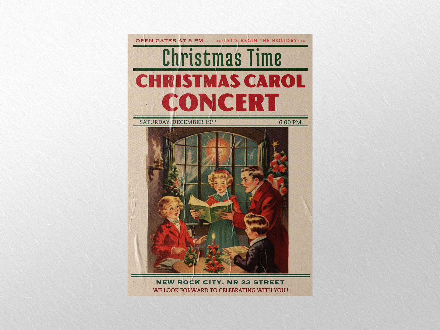 Print Xmas Christmas Carol Concert Advertisement 60x90cm