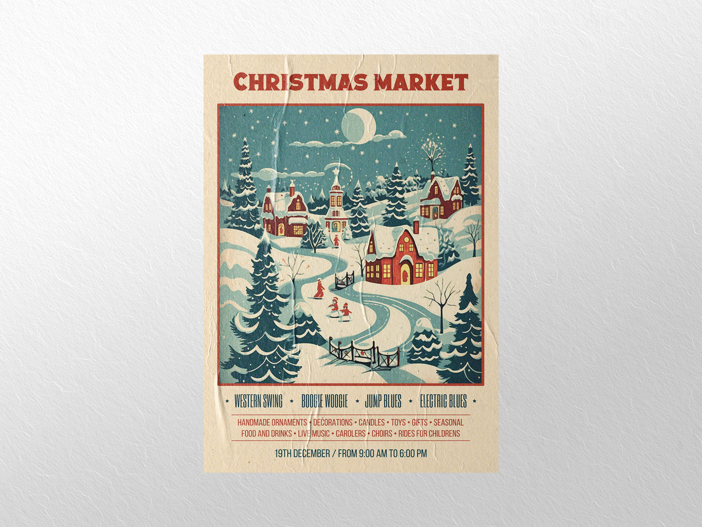 Print Xmas Christmas Market Advertisement 60x90cm