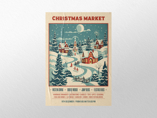 Print Xmas Christmas Market Advertisement 60x90cm