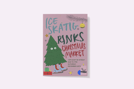 Print Xmas Christmas Market Ice Skating Advertisement 60x90cm