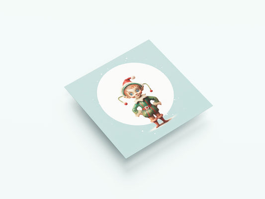 Print Xmas Elf Porcelain Vintage Illustration 36x36cm