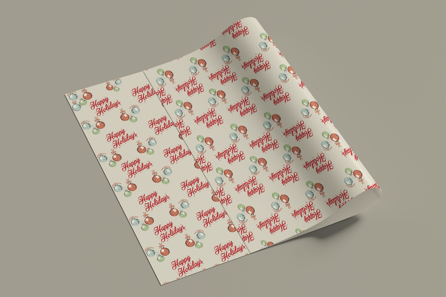 Print Xmas Festive Pattern Envelope Happy Holidays Beige Wrapping Paper 70x50cm
