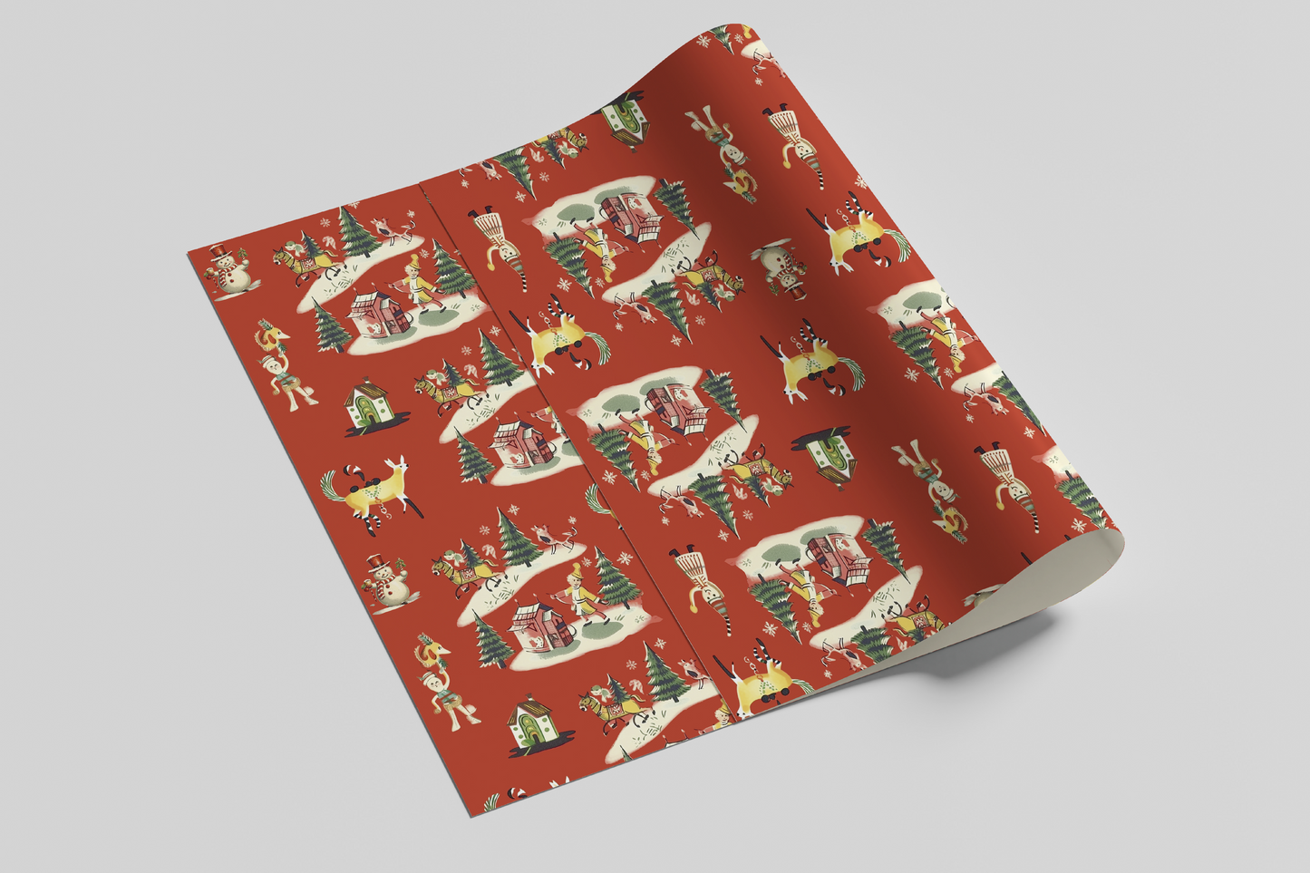 Print Xmas Festive Pattern Envelope Toys Red Wrapping Paper70x50cm