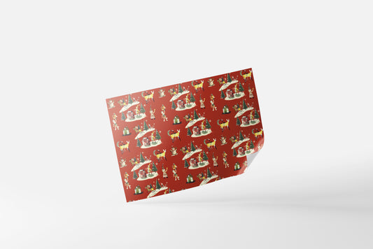 Print Xmas Festive Pattern Envelope Toys Red Wrapping Paper70x50cm