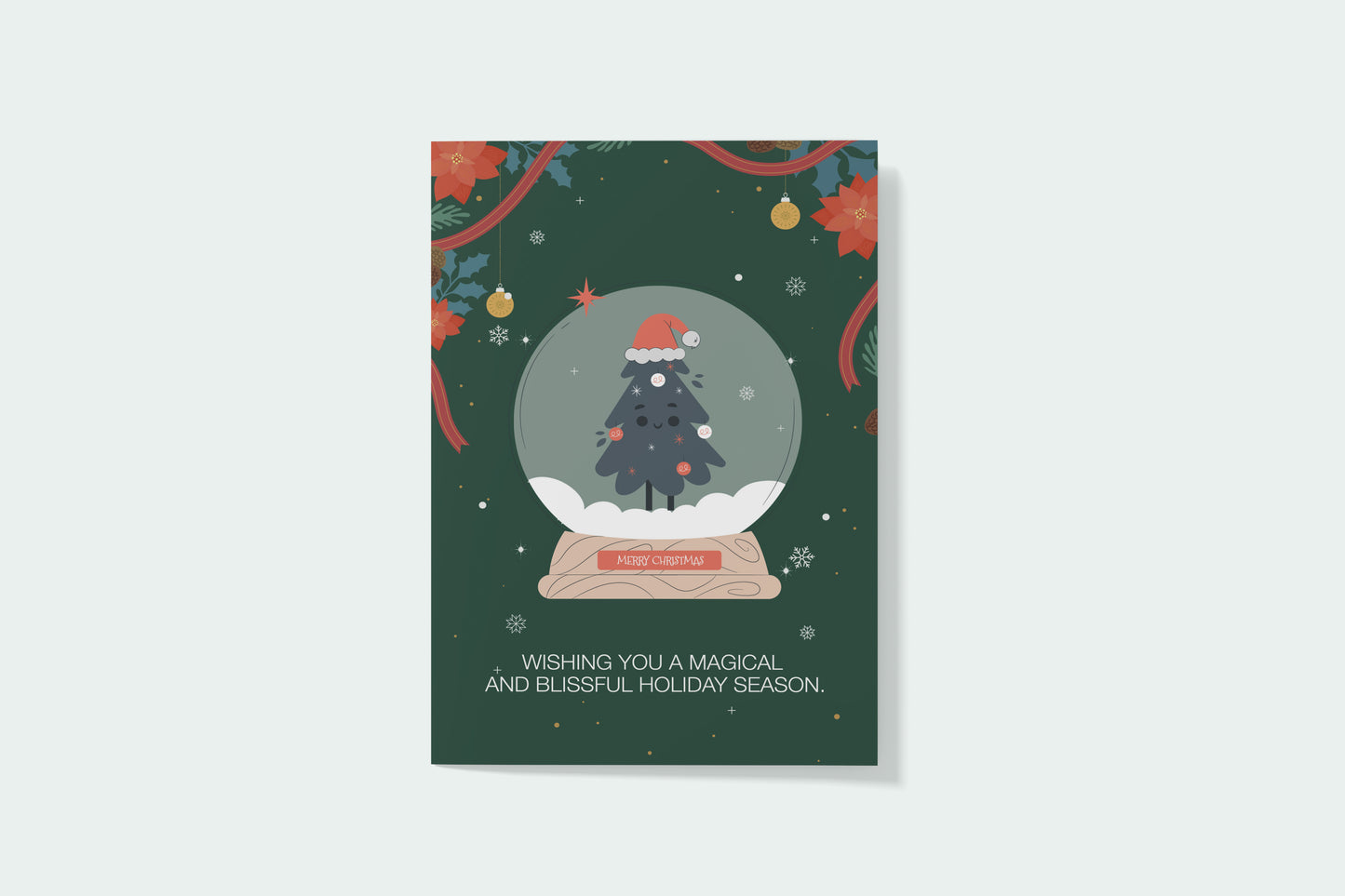 Print Xmas Festive Postcard Christmas Tree Cartoon Illustration 10x15cm