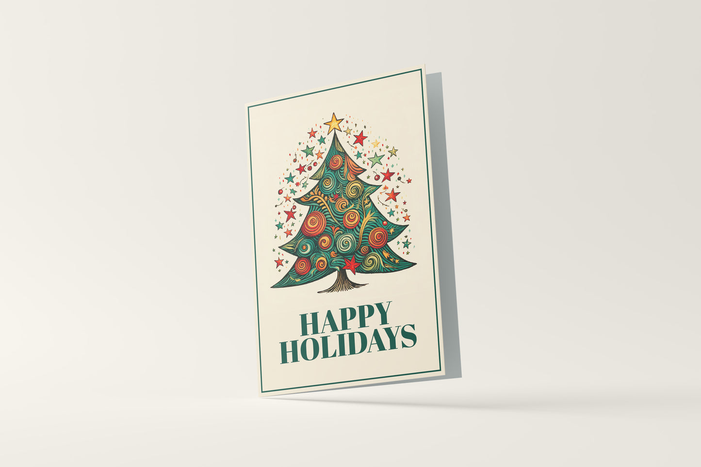 Print Xmas Festive Card Christmas Tree 3 Illustration 10x15cm