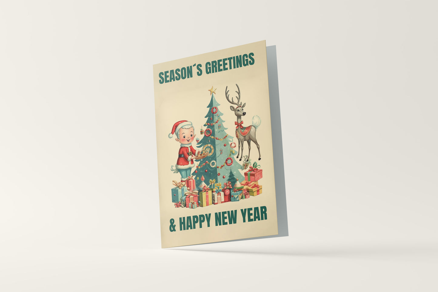 Print Xmas Festive Card Christmas Tree Elf Illustration 10x15cm