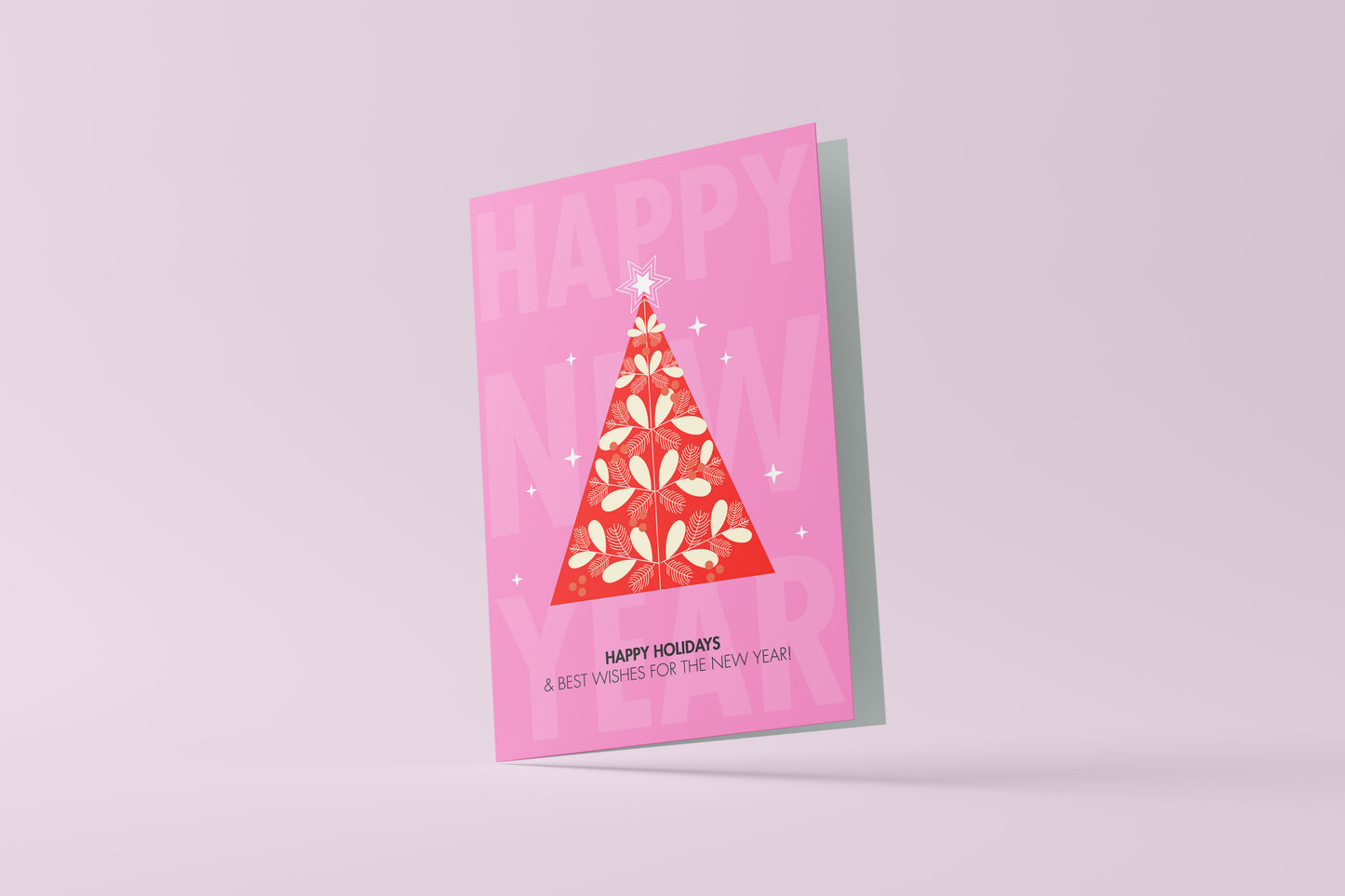 Print Xmas Festive Card Christmas Tree Pink Illustration 10x15cm