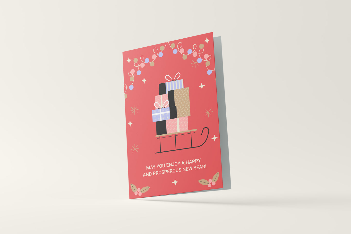 Print Xmas Festive Card Gifts Illustration 10x15cm
