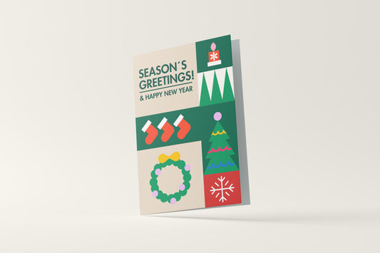 Print Xmas Festive Card Greetings Illustration 10x15cm