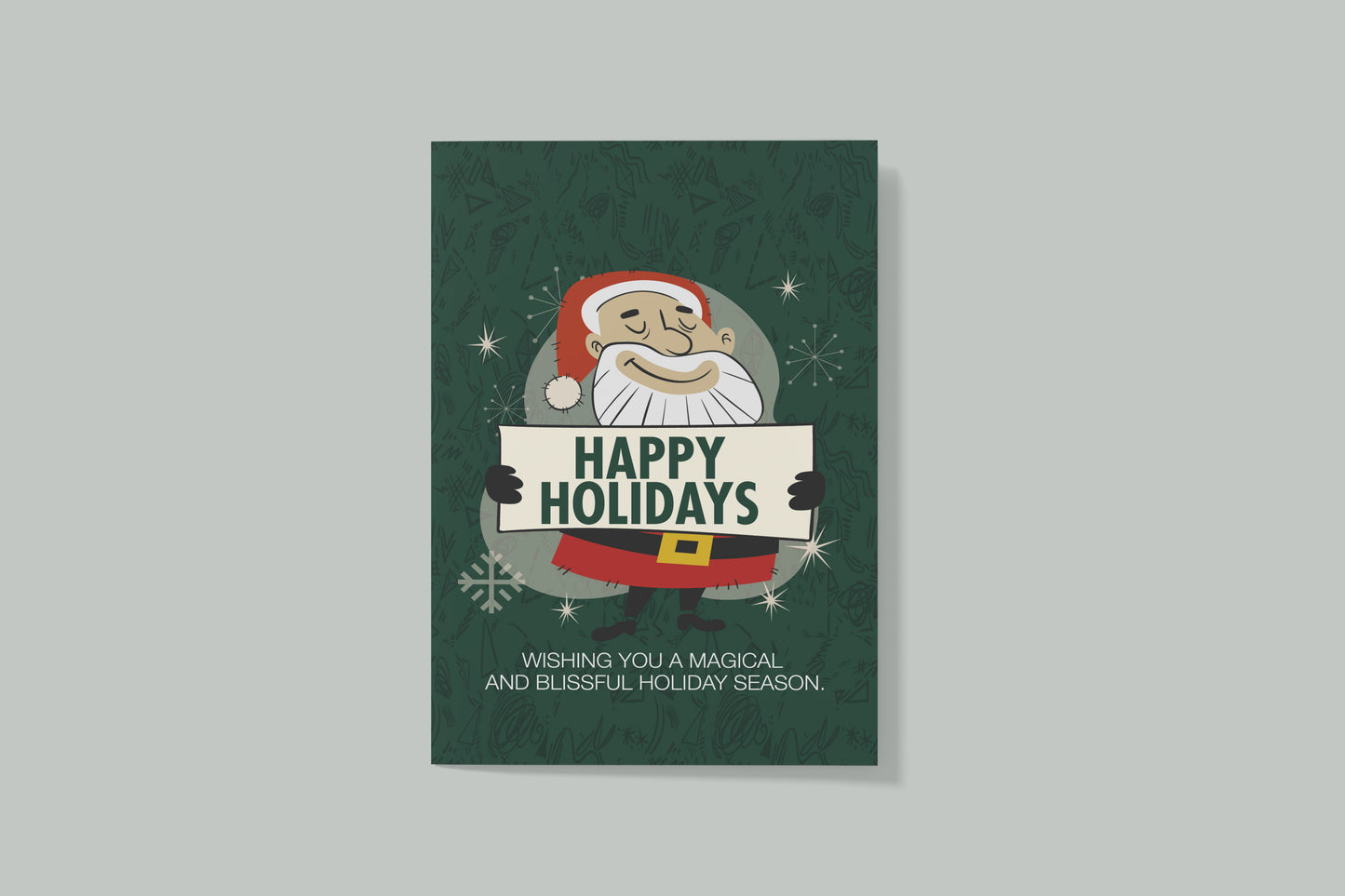 Print Xmas Festive Card Santa Cartoon Illustration 10x15cm
