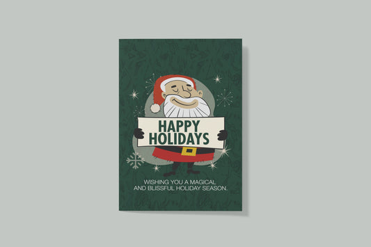 Print Xmas Festive Card Santa Cartoon Illustration 10x15cm