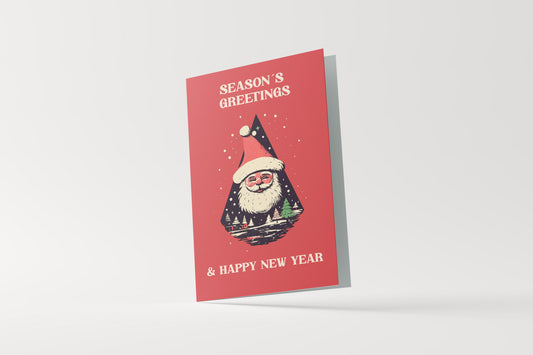 Print Xmas Festive Card Santa 3 Illustration 10x15cm