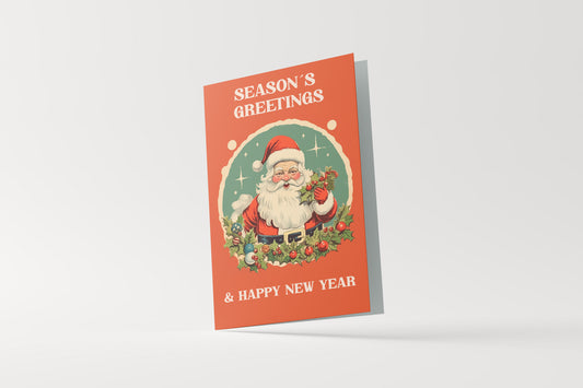 Print Xmas Festive Card Santa 4 Illustration 10x15cm