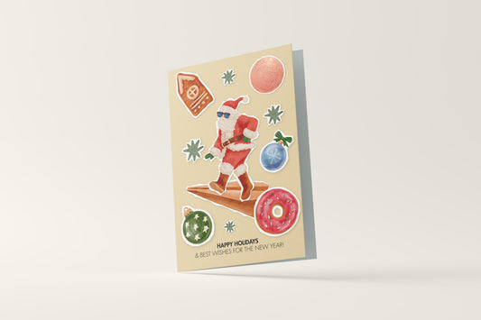 Print Xmas Festive Card Santa 5 Illustration 10x15cm