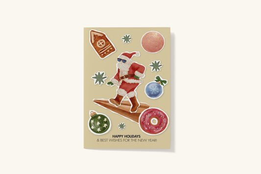 Print Xmas Festive Card Santa 5 Illustration 10x15cm