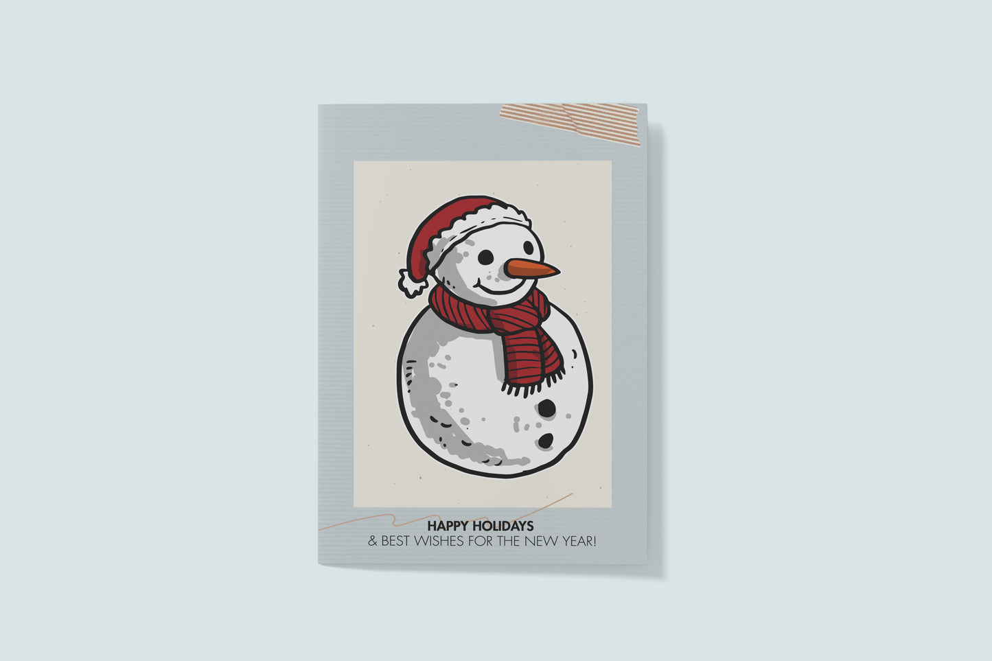 Print Xmas Festive Card Snowman Cartoon Illustration 10x15cm