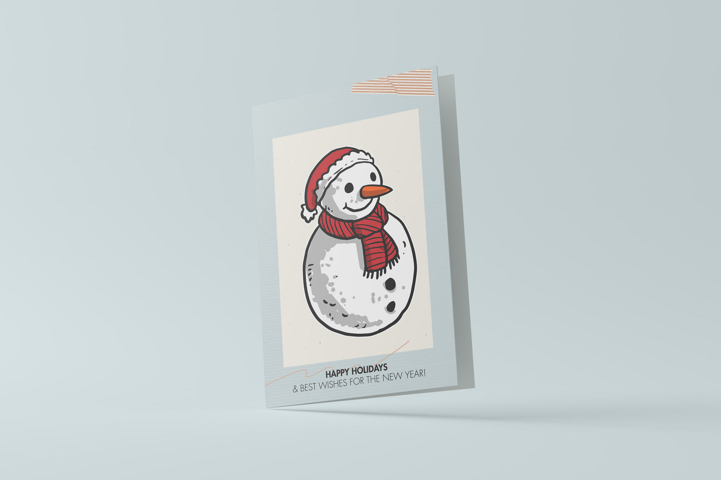 Print Xmas Festive Card Snowman Cartoon Illustration 10x15cm