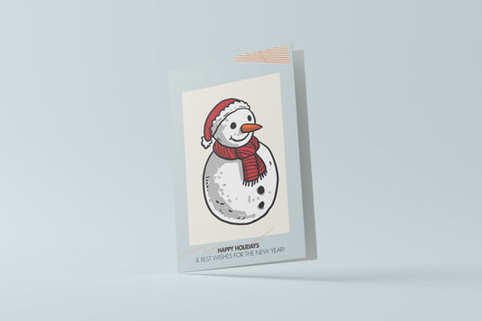 Print Xmas Festive Card Snowman Cartoon Illustration 10x15cm