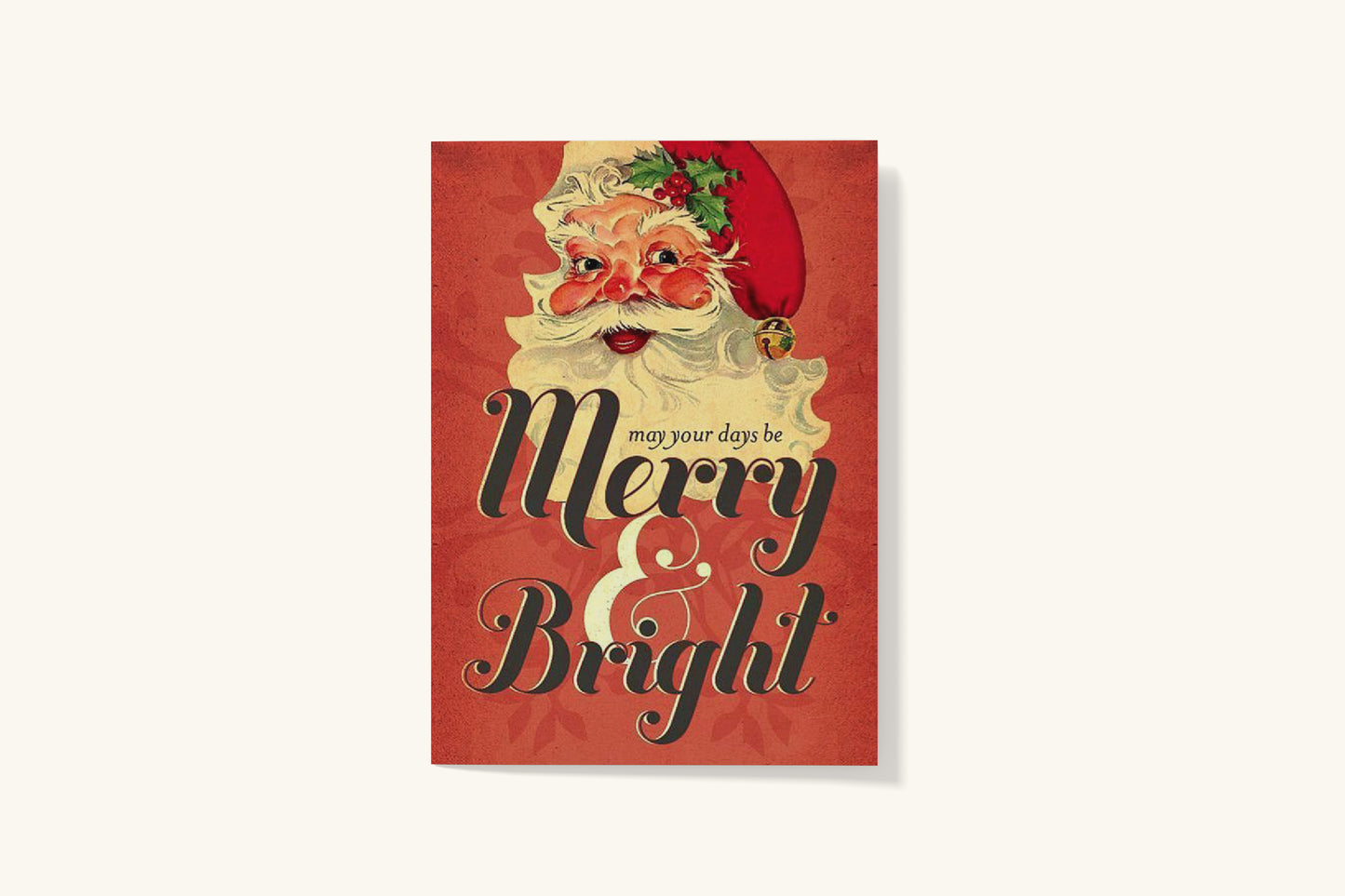 Print Xmas Merry & Bright Vintage Illustration 6x9cm