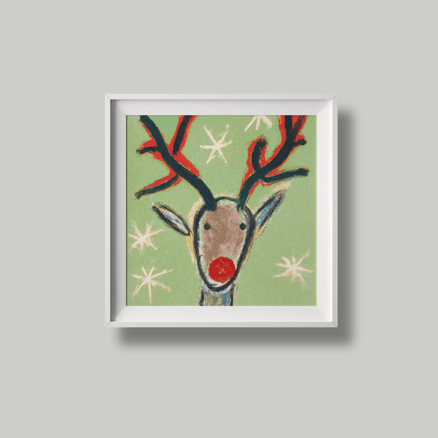 Print Xmas Reindeer Drawing Vintage Illustration 36x36cm