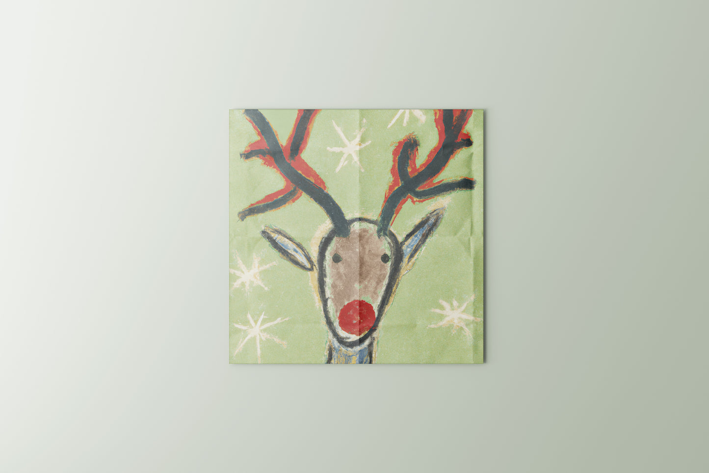 Print Xmas Reindeer Drawing Vintage Illustration 36x36cm