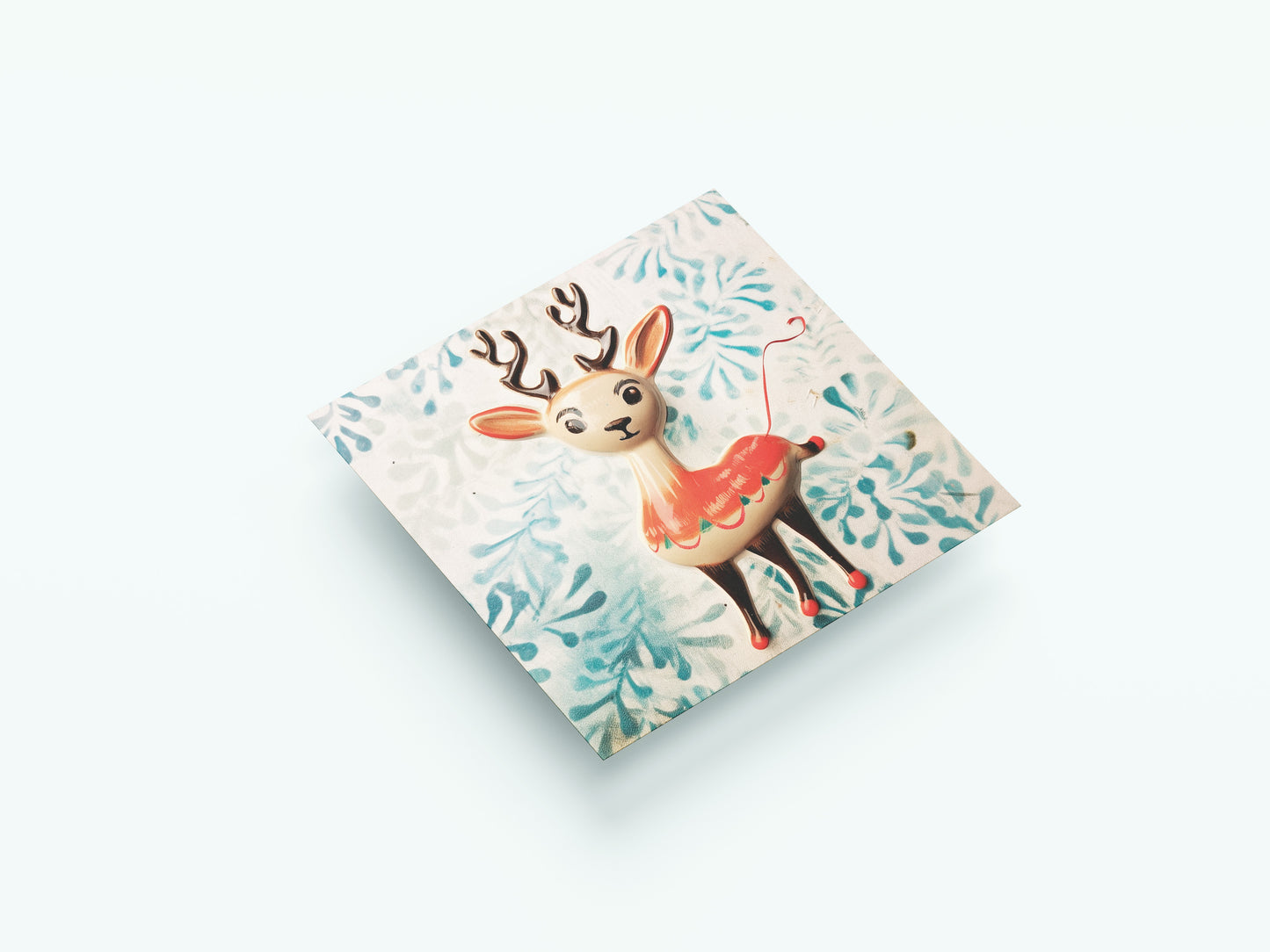 Print Xmas Reindeer Porcelain Ornament Vintage Illustration 36x36cm