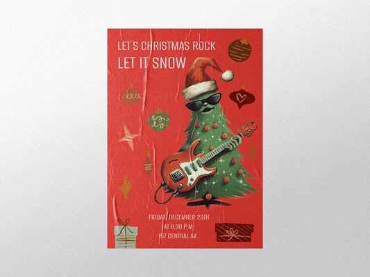 Print Xmas Rock Christmas Tree Advertisement 60x90cm