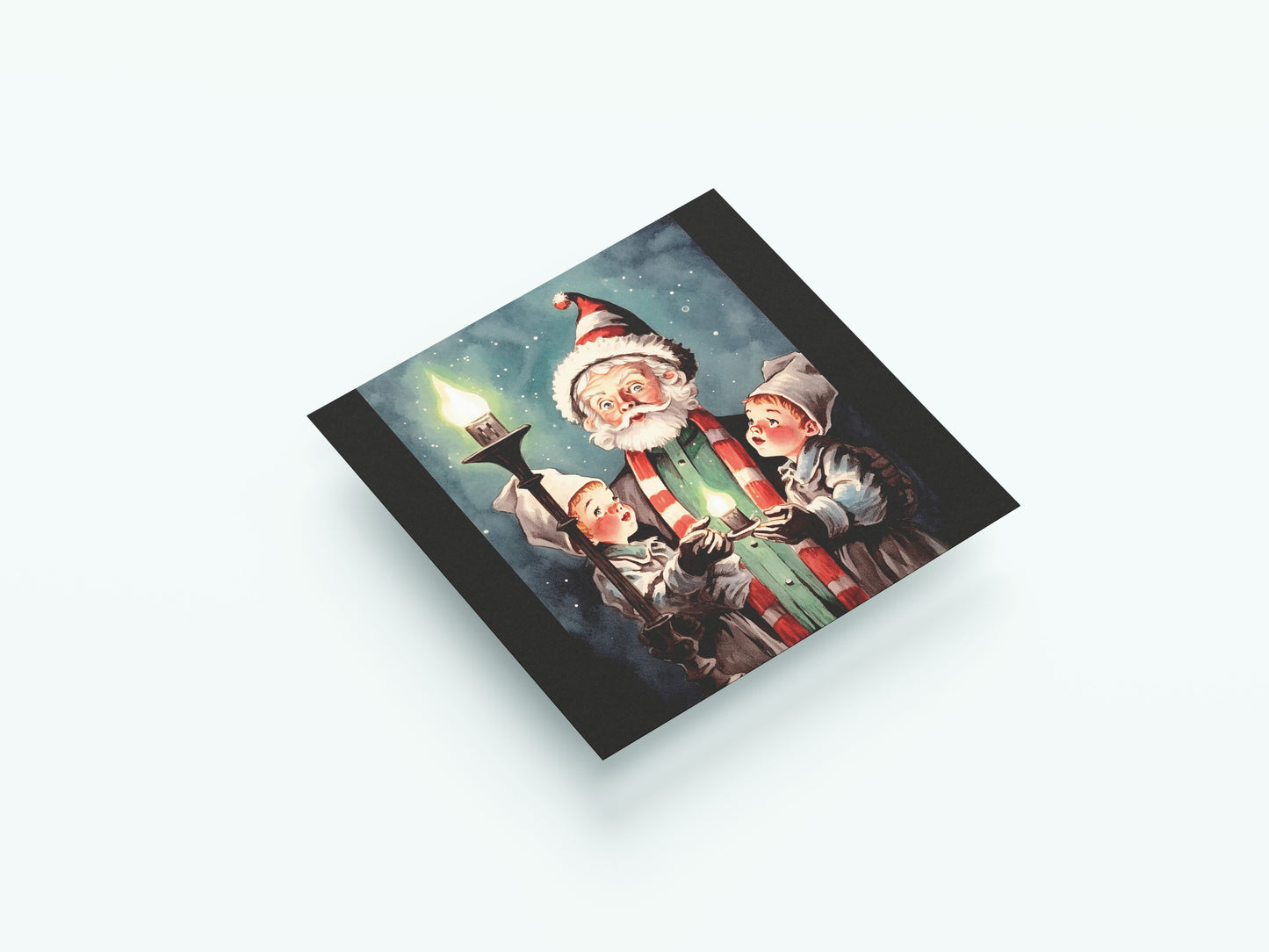 Print Xmas Santa Children Vintage Illustration 36x36cm