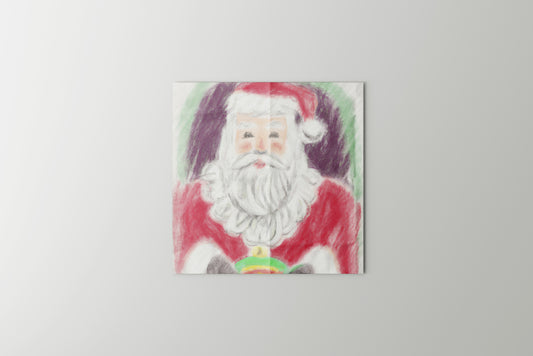 Print Xmas Santa Drawing Illustration 11x10cm