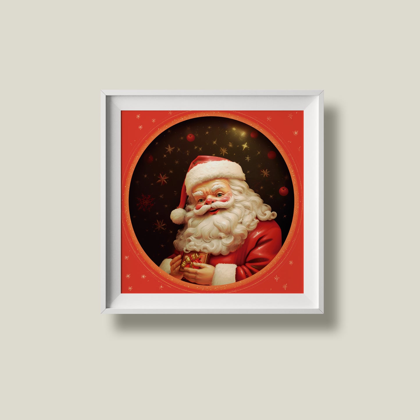 Print Xmas Santa Gift Illustration 36x36cm