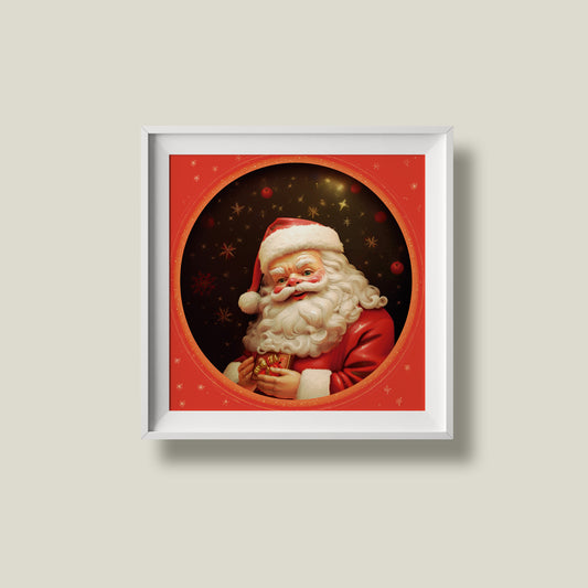 Print Xmas Santa Gift Illustration 36x36cm