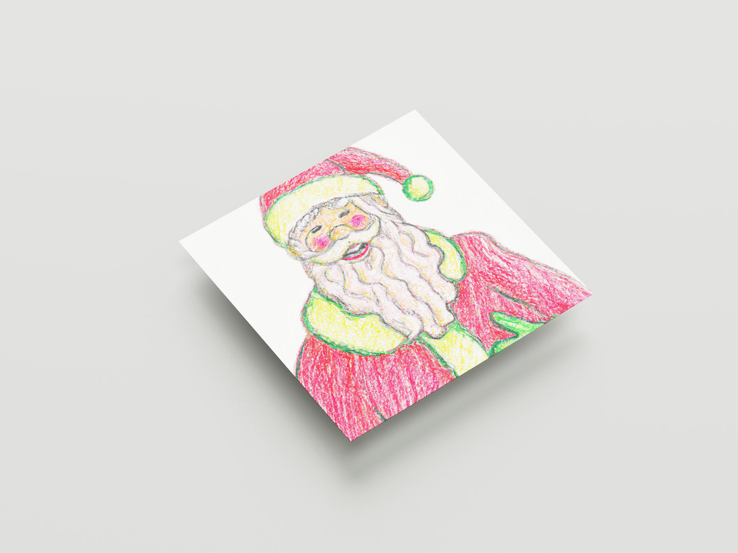 Print Xmas Santa Laughing Drawing Illustration 11x10cm