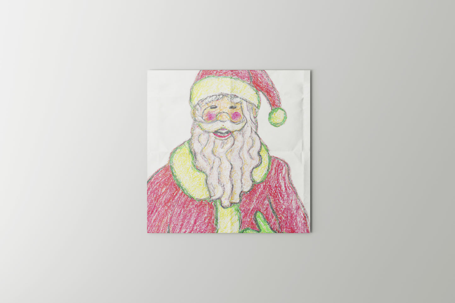 Print Xmas Santa Laughing Drawing Illustration 11x10cm