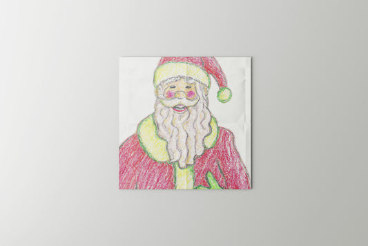 Print Xmas Santa Laughing Drawing Illustration 11x10cm
